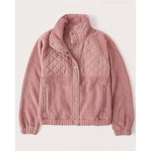 Abercrombie & Fitch Quilted Snap-up Jacket - XS - Dusty Pink